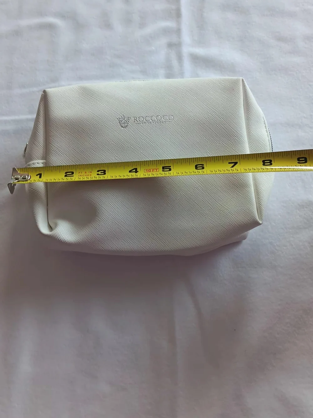 Roccoco Pink Plush Headband & White Cosmetic Pouch Set